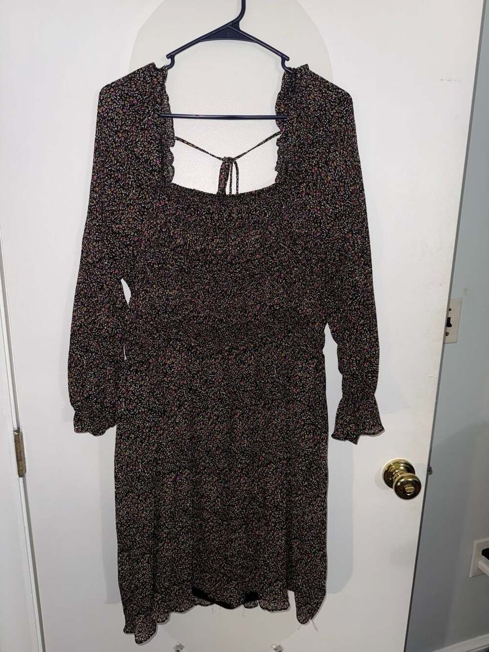Black Tape Floral Print Long Sleeve Smocked Dress Size 2X